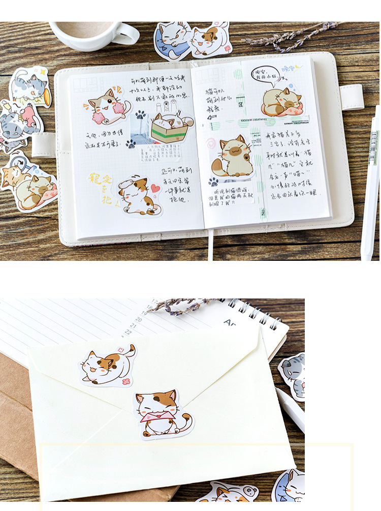 Set 50 Sticker Dán Trang Trí Hình Mèo Con Xinh Xắn