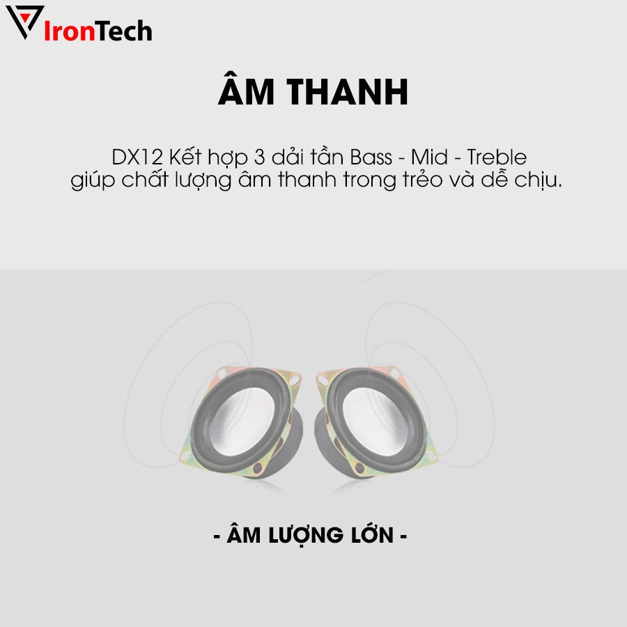 Loa máy vi tính mini có dây IronTech Bonks DX12 nhỏ gọn cầm tay âm thanh nổi 3D siêu bass tương thích laptop pc