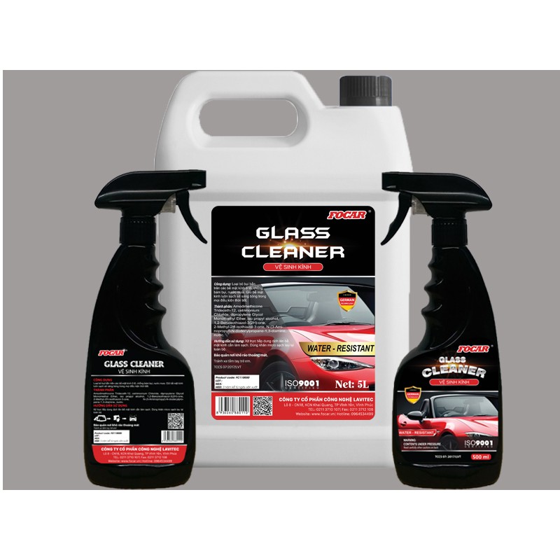 Combo Dung dịch vệ sinh kính ô tô hiệu ứng lá sen FOCAR Glass Cleaner 5L