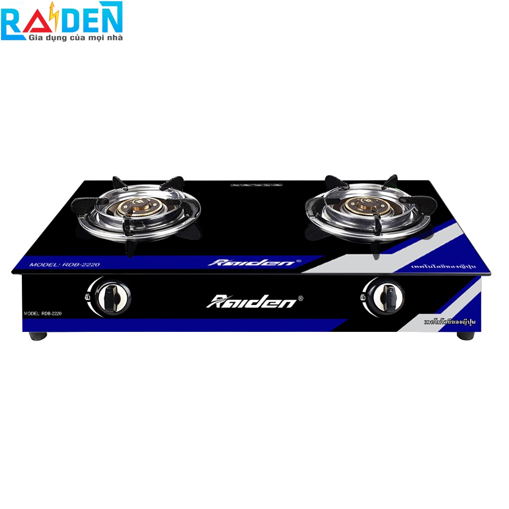 [Chính hãng] Bếp ga đôi Raiden RDB-2220 đầu đốt đồng, mặt kính cường lực chịu nhiệt đến 600 độ C