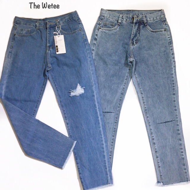 QUẦN BAGGY JEAN RÁCH GỐI