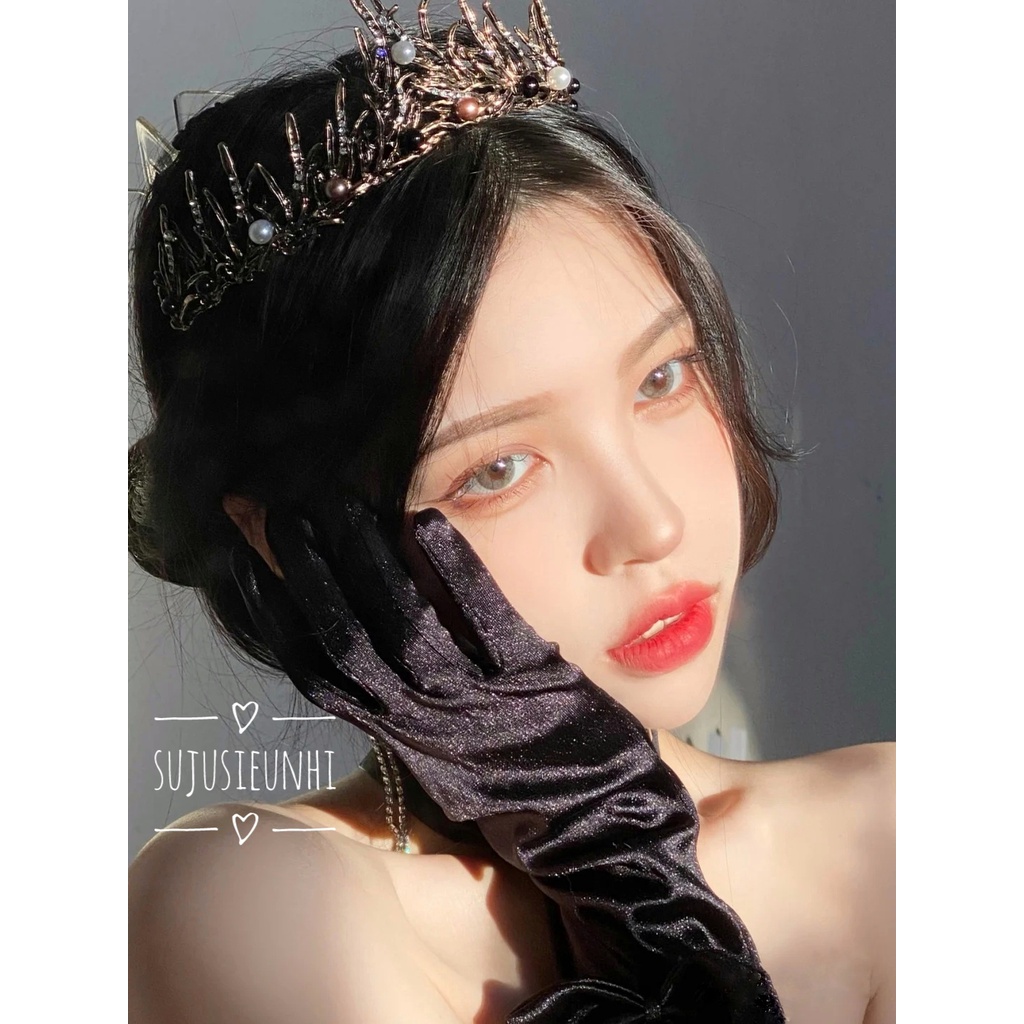 Vương miện họa tiết cỏ lá đính ngọc nhân tạo/ đội đầu công chúa