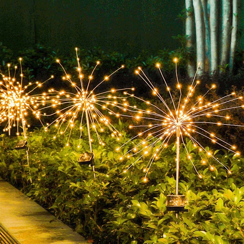 Đèn LED Năng Lượng Mặt Trời Hình Pháo Hoa Bồ Công Anh Cho Sân Vườn