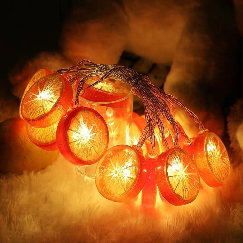 Dây đèn led 10 bóng thiết kế hình lát chanh trang trai nội thất tăng không khí sang trọng