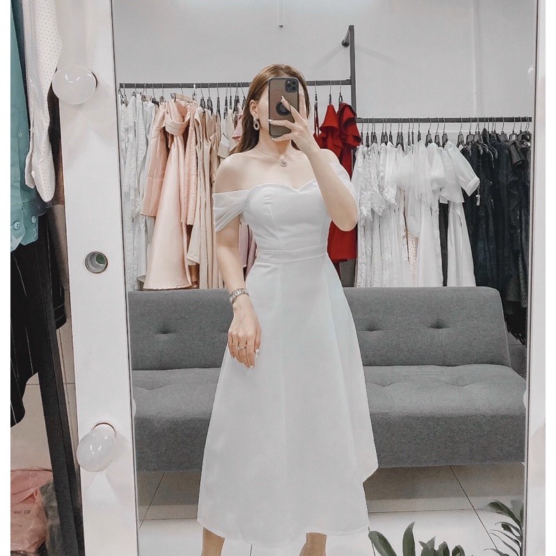 Đầm Dự Tiệc Cúp Ngực Trễ Vai Dáng Dài - MACGI