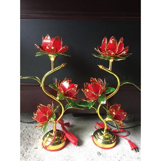 Combo 2 chiếc đèn thờ sen 3 bông cao 45cm ,55cm