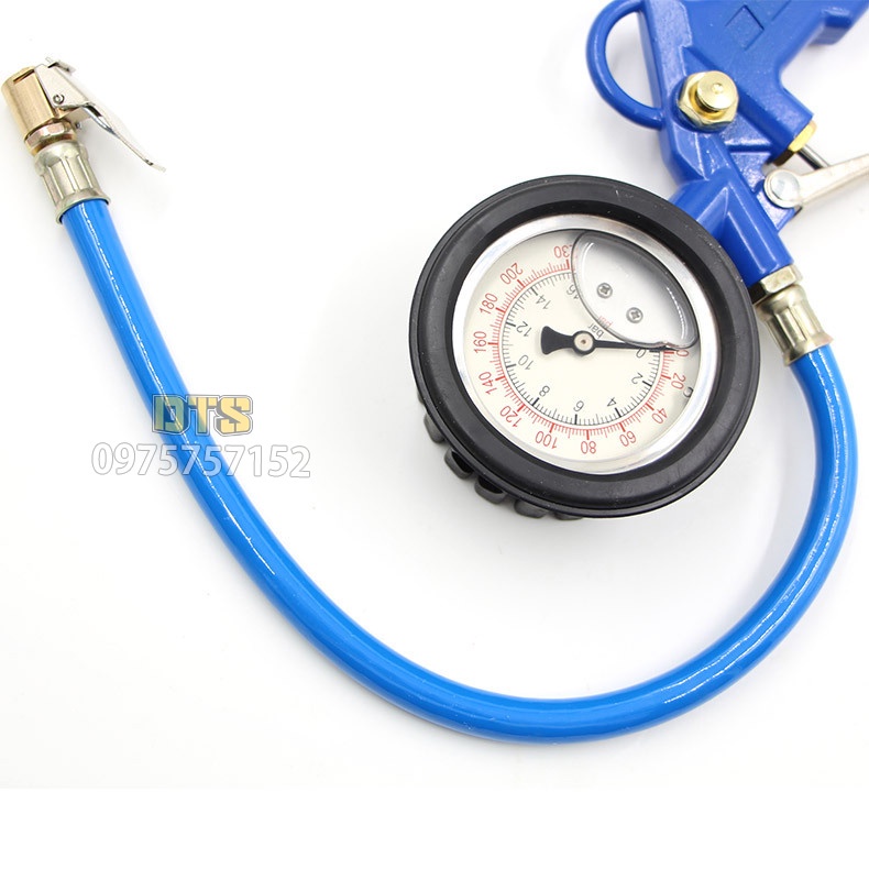Súng bơm hơi tích hợp đồng hồ ngâm dầu đo áp suất khí, tay bơm nén khí lốp xe ô tô xe máy xe đạp hồ bơi nệm hơi