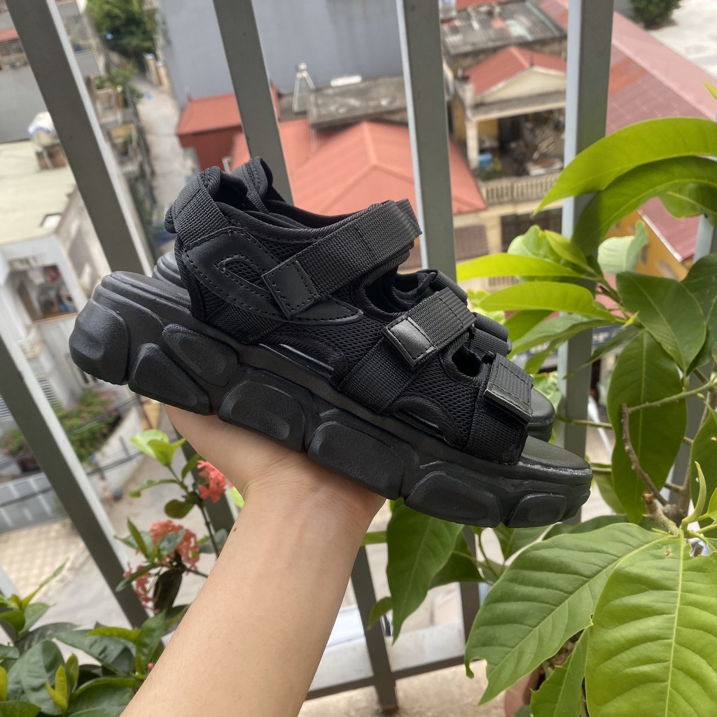Sandal nữ Hapu 3 Quai Dán Màu Siêu Hot mới nhất , Hot Trend 2021 ( trắng ,đen )