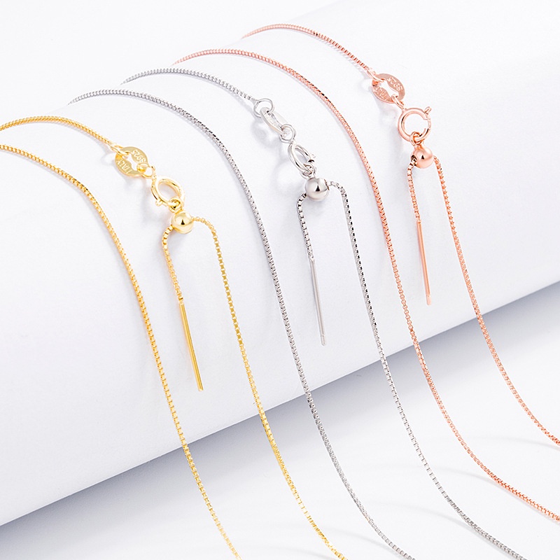 【Còn hàng】 100% Bạc 925 Vòng cổ mạ vàng Tự làm Phụ kiện Hộp Chuỗi Màu / Chiều dài Chuỗi Tự làm Quà tặng Trang sức