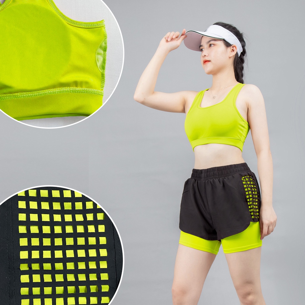 [Mã INBAU15 giảm 15K đơn 99K] Bộ đồ thể thao quần Short Boxer Laze & Áo bra Gladimax thể thao tập gym, chạy bộ,...