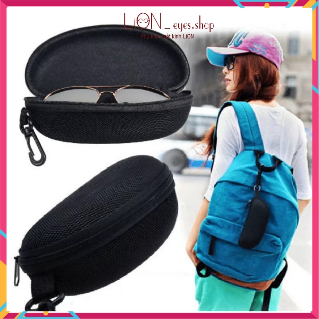 Hộp đựng Mắt Kính Thời Trang màu Đen sức chứa lớn có khóa keo và móc treo tiện dụng Chất lượng cao