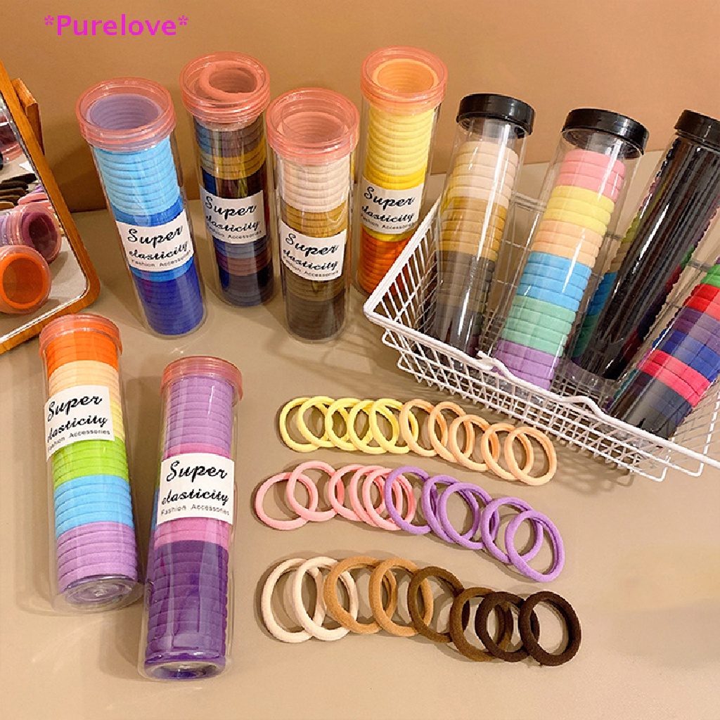 Set 30 Dây Buộc Tóc Cao Su Co Giãn Màu Trơn Dễ Thương Cho Bé Gái Mới