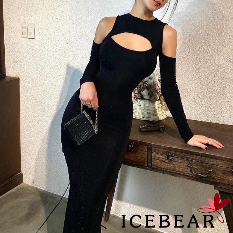 Đầm Body Tay Dài Màu Trơn Thiết Kế Trễ Vai Quyến Rũ