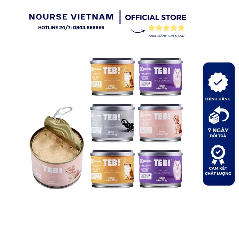 Pate cho mèo con Teb Đồ ăn cho mèo bầu hỗ trợ tiêu hóa tăng cân NourseVietnam