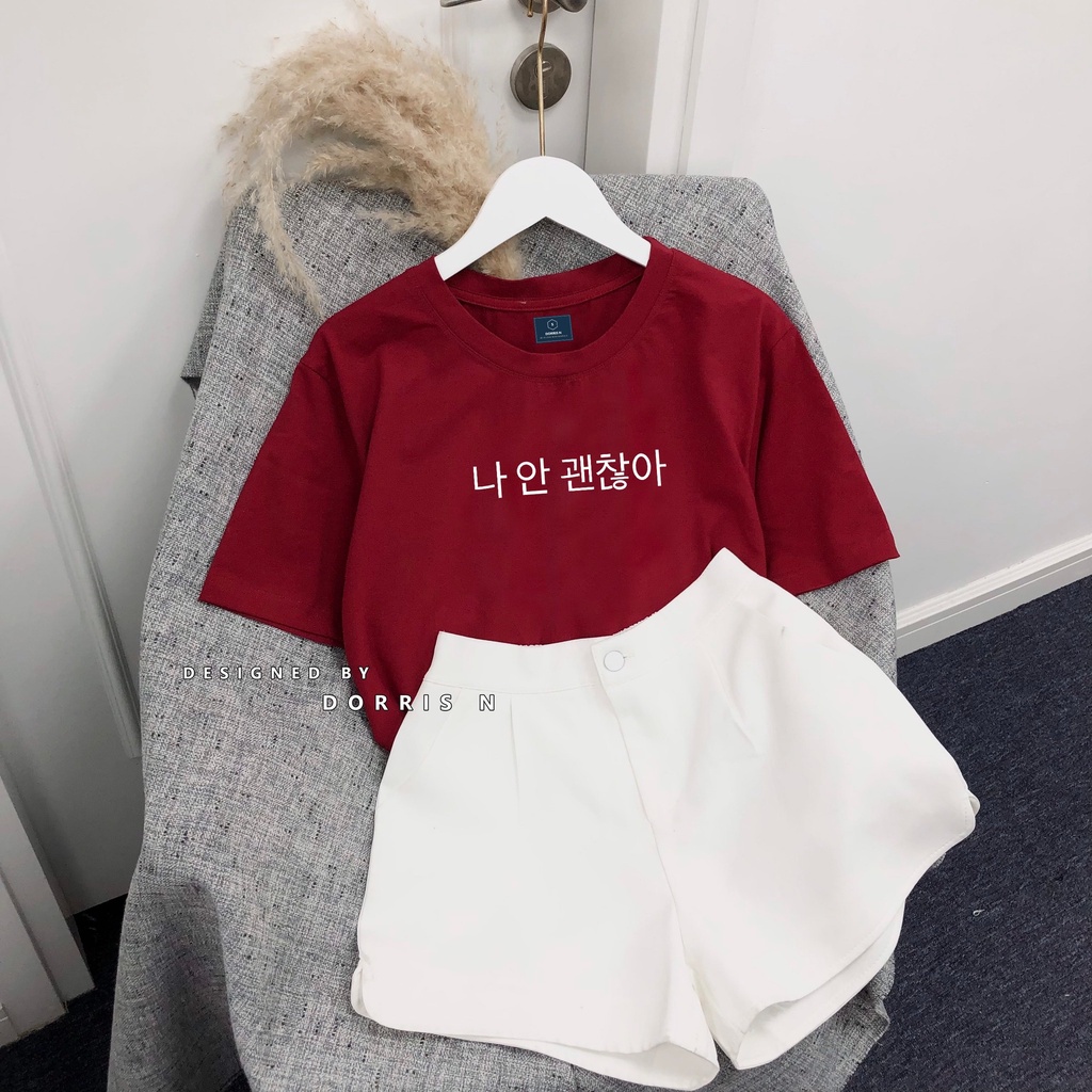 Áo phông cổ tròn CHỮ HÀN ngắn tay nhiều màu đẹp form unisex nam nữ