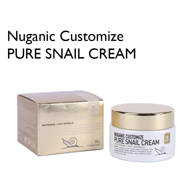[CHÍNH HÃNG] Kem dưỡng ốc sên làm trắng da, chống lão hoá Nuganic Customize Pure Snail Cream+TẶNG KÈM SAMPLE KIT 300K