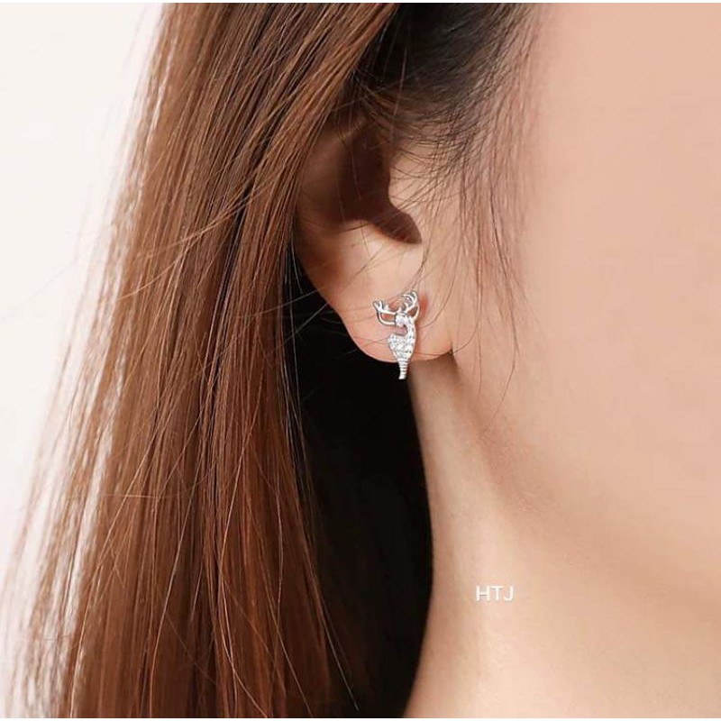 Bông tai bạc ta tuần lộc giáng sinh