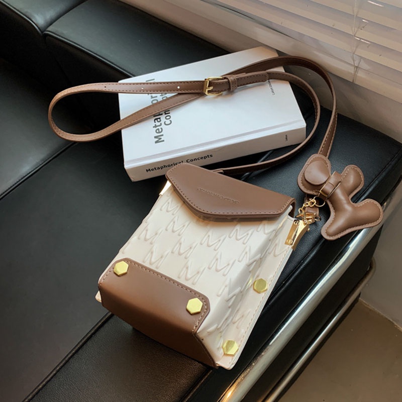 Túi Đeo Vai Mini Hình Vuông In Họa Tiết Chữ Thời Trang Cho Nữ