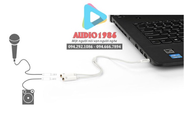 Rắc Cáp dây chia Audio 3.5mm ra một cổng Mic và một cổng ra Loa