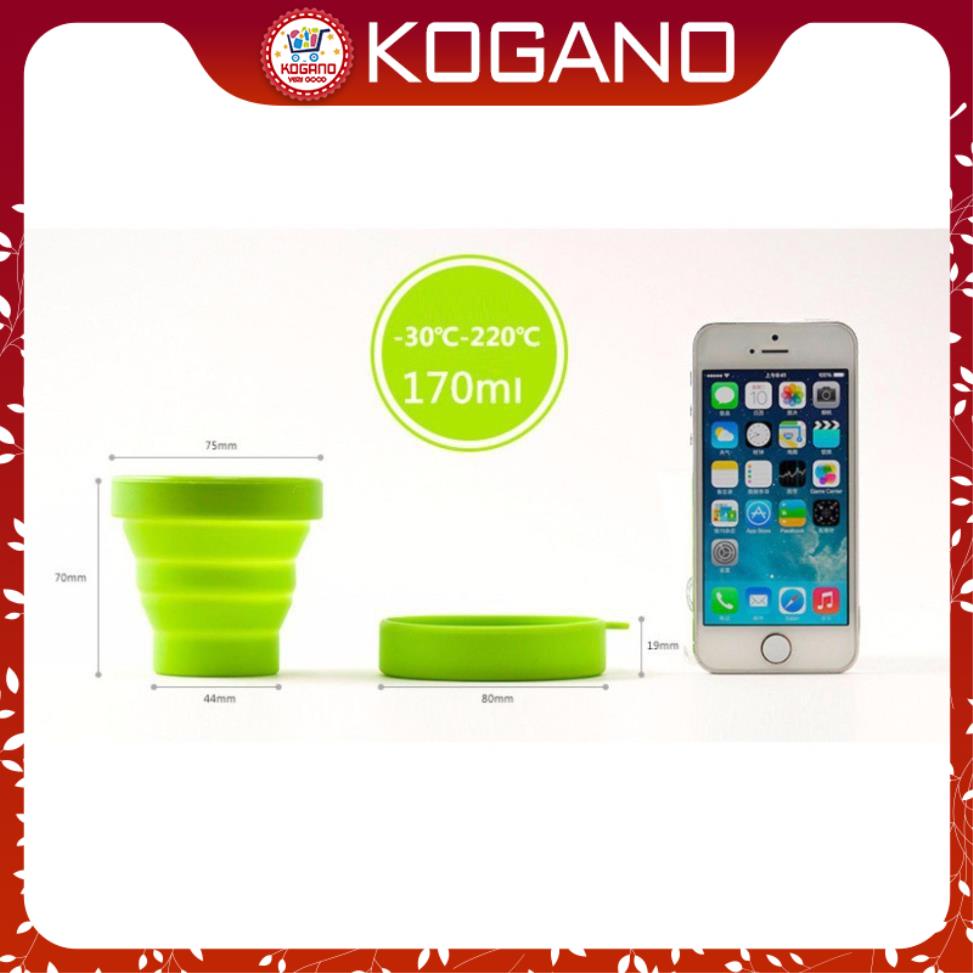 Cốc Uống Nước KOGANO Chất Liệu Ly Nhựa Silicon Gấp Gọn Có Nắp Đi Du Lịch, Dã Ngoại Đa Năng HG-001178