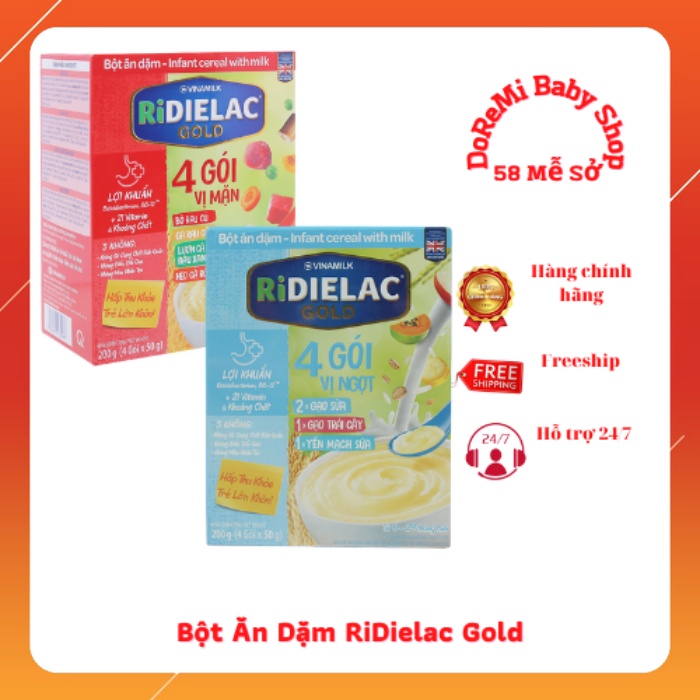 Bột ăn dặm RIDIELAC GOLD 4 Vị Mặn / Ngọt 200g