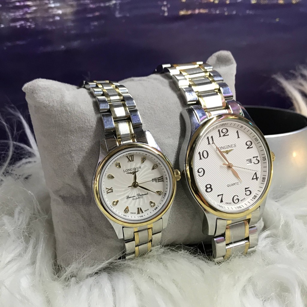 Đồng Hồ nam nữ Longnes mặt xanh Dây Thép  Size nam 38mm size nữ 28mm Kính Sapphire phong cách sang  bảo hành 12 tháng