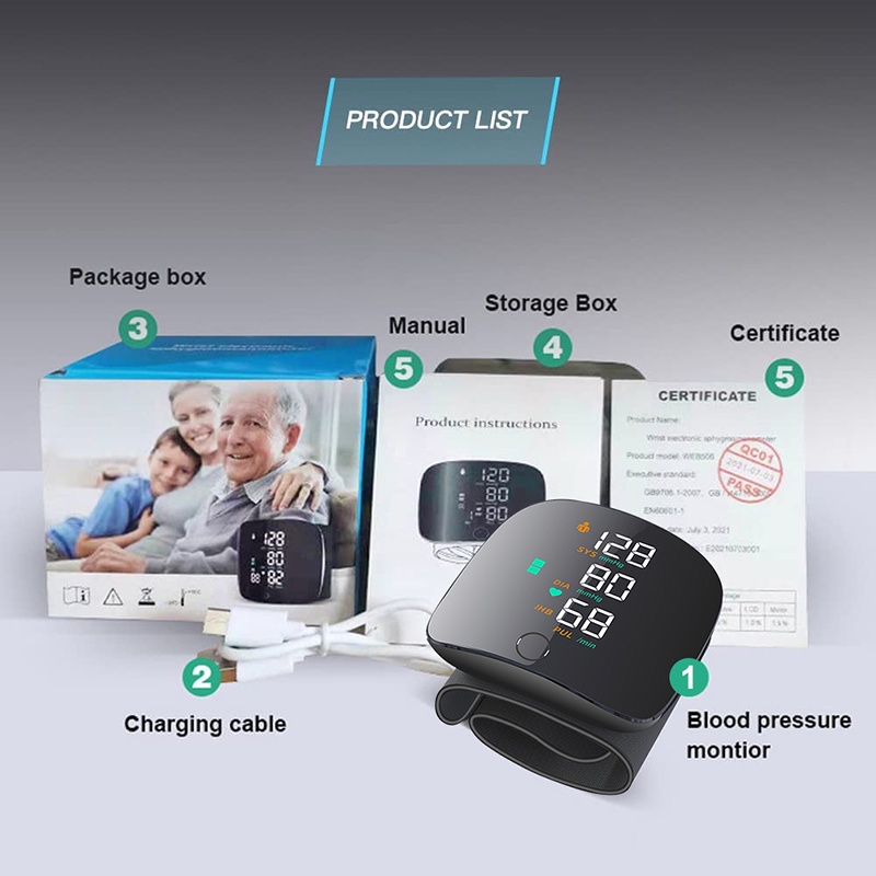 「SEEHON OFFICIAL STORE」Blood Pressure Monitor Máy đo huyết áp A02 PRO Máy đo huyết áp cổ tay có thể sạc lại Máy đo huyết áp Máy đo huyết áp kỹ thuật số Máy đo huyết áp kỹ thuật số