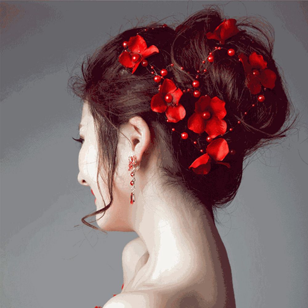 Băng đô cài tóc hình hoa đính ngọc trai