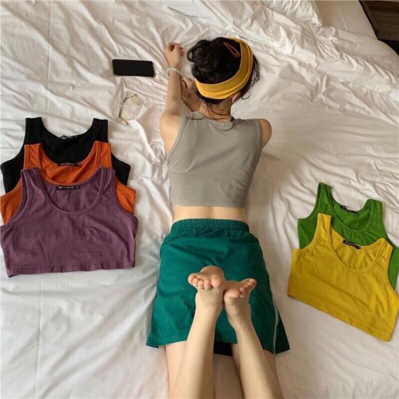 [Xả Kho]Áo Thun Croptop Ba Lỗ Nhiều Màu Unisex Siêu Rẻ