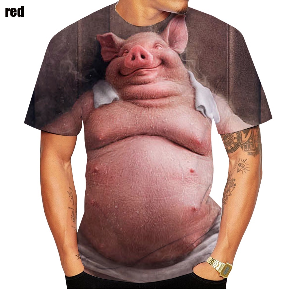 Áo Thun Oversize In Hình Chú Heo 3d Vui Nhộn Thời Trang Mùa Hè XXS-5XL