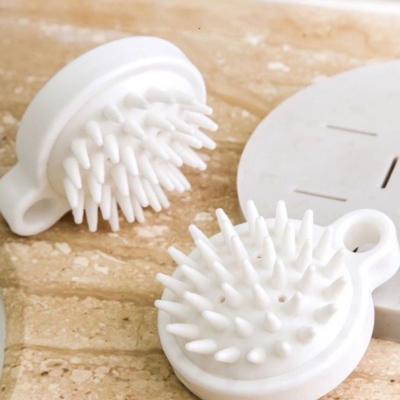 Lược gội đầu Silicon, massage thư giản, không gây hư tổn tóc, kích thích mọc tóc - lược massage trắng