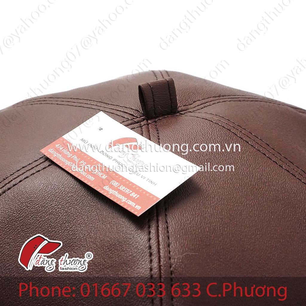 Mũ nồi da nâu beret bere CÓ CLIP màu nâu đen bò