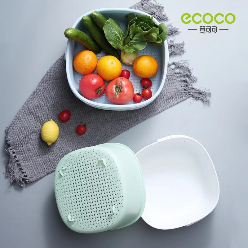 Bộ chậu rổ 2 lớp có quai xách đa năng Ecoco