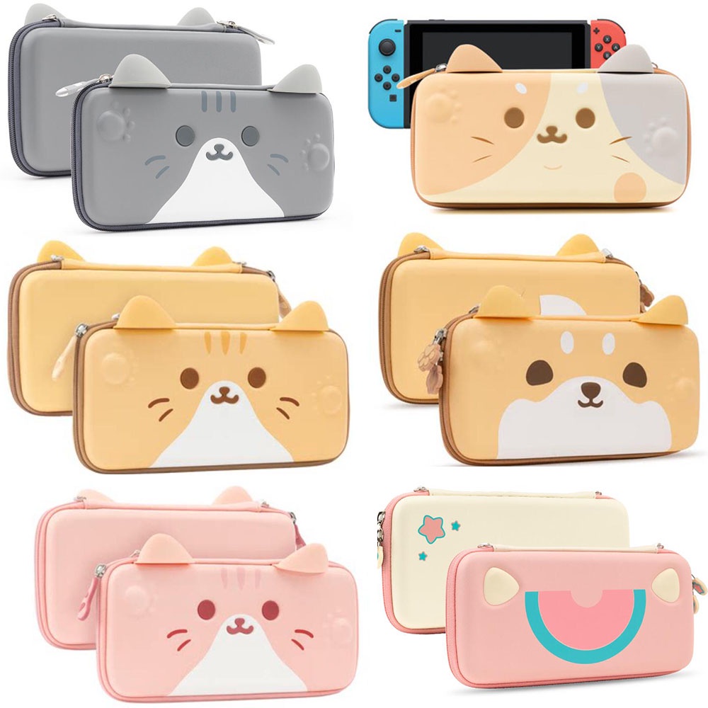 Túi Đựng Máy Chơi Game Nintendo Switch / OLED Cứng Hình Tai Mèo Dễ Thương