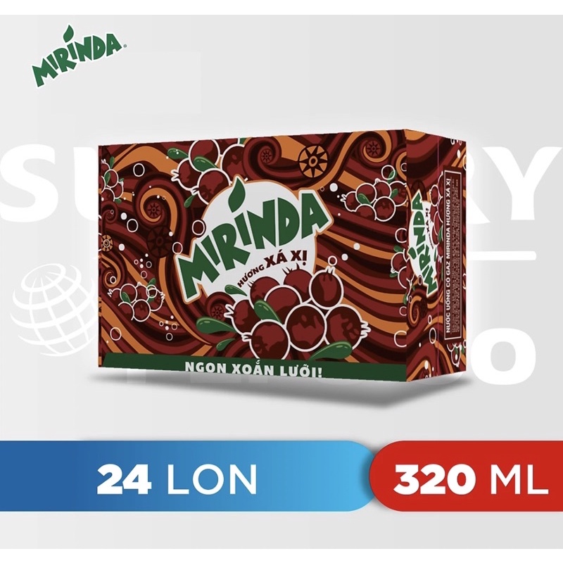 (Thùng 24 lon) Nước ngọt có gaz Mirinda xá xị 320ml