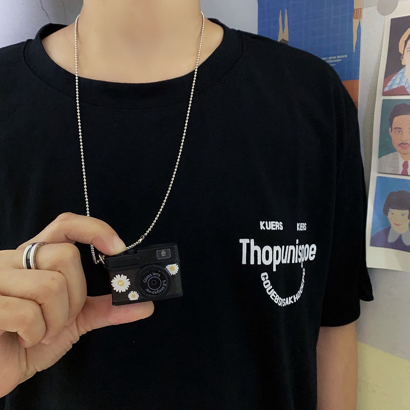 [Miễn Phí Vận Chuyển] Dây Chuyền Camera Hoa Cúc  2239955 Mặt Dây Chuyền Phong Cách Harajuku Sáng Tạo Cho Nam Và Nữ