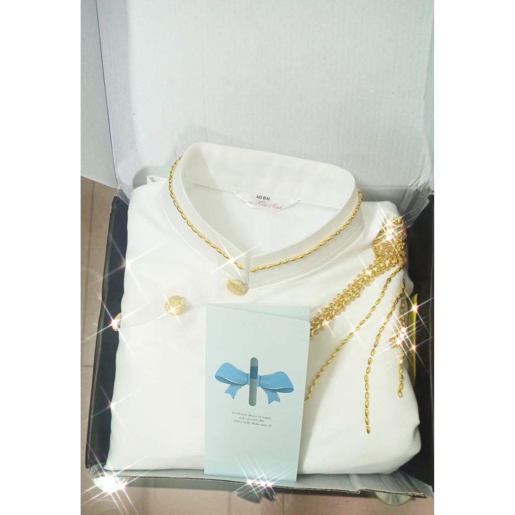 Áo dài cách tân nam đính kim sa cao cấp, may 2 lớp