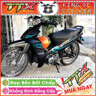 Tem Xe Sirius RC 110 Xanh Xám Đen - Tem Sirius Chỉ Trắng Đen Xanh Xám Siêu Đẹp - Mẫu Team Sirius Xanh Xám Đen (s015-A4)