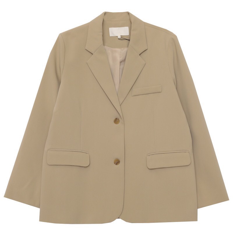 Áo Khoác Blazer Dáng Dài PEONYB Nữ [FREESHIP]  Jacket khaki form rộng màu ĐEN | BE phong cách cá tính Ulzzang