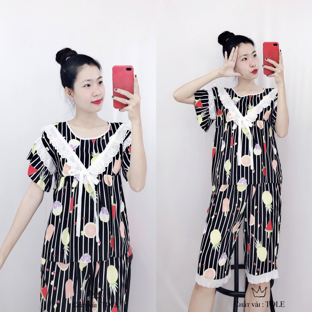 Đồ Ngủ Nữ Pijama Lụa Tole Lửng Mặc Nhà Cá Tính | BigBuy360 - bigbuy360.vn