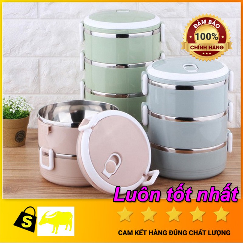 [LUÔN TỐT NHẤT] Hộp cơm giữ nhiệt lúa mạch 4 tầng Inox an toàn sử dụng HB097