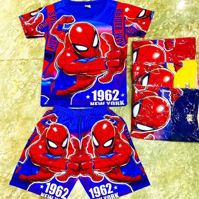 Combo 3 bộ, Quần áo HÓA TRANG Siêu nhân anh hùng in 3d có tay - không kèm mặt nạ size 20-25kg