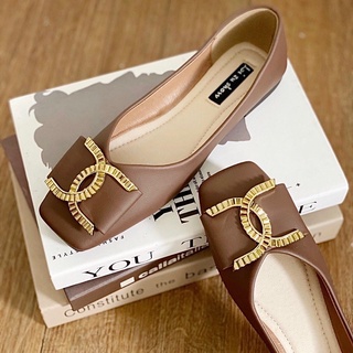 Giày Búp Bê Bệt Mũi Vuông Da Mềm
