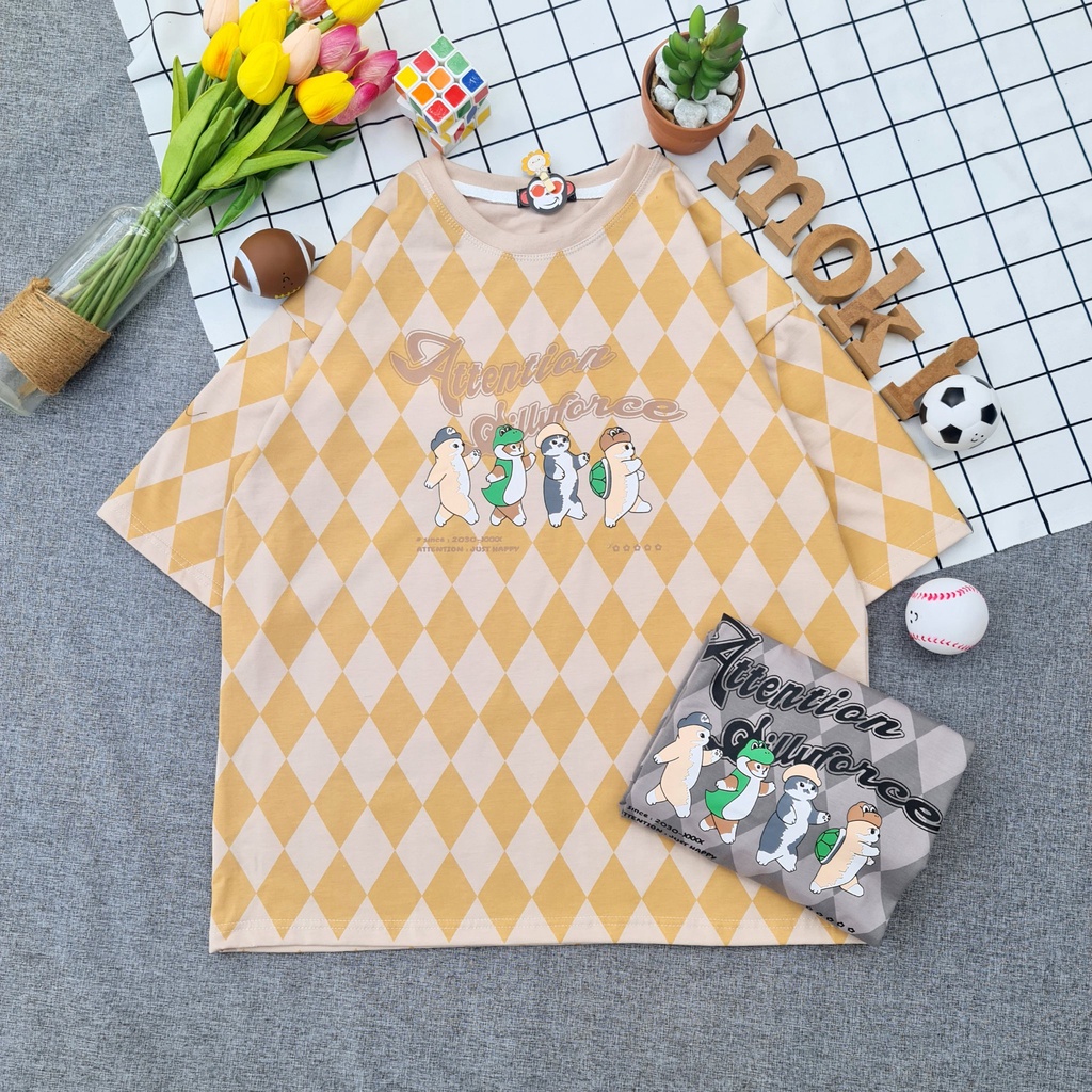 Áo phông áo thun nam nữ tay lỡ from rộng freesize chất cotton thoáng mát đàn mèo đi học mokishop