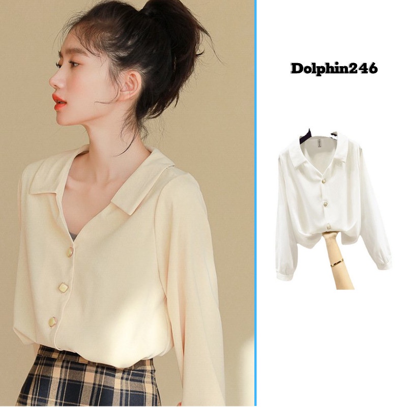 Áo sơ mi công sở nữ tay dài lụa voan không nhăn Hàn Quốc form rộng Dễ Phối Đồ Cho Nữ MN-0