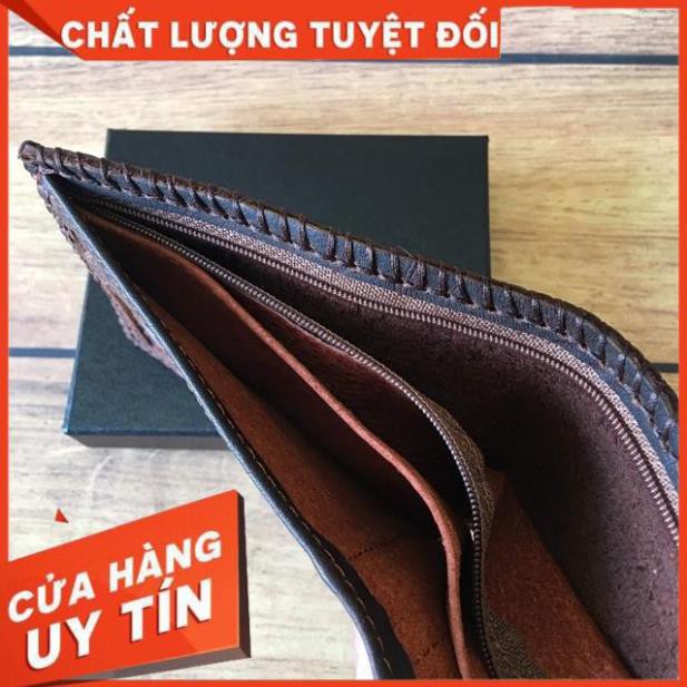 [ Da Cao Cấp 100% ] Bóp Ví Nam Da Bò Sáp Khâu Thủ Công Cao Cấp VB07