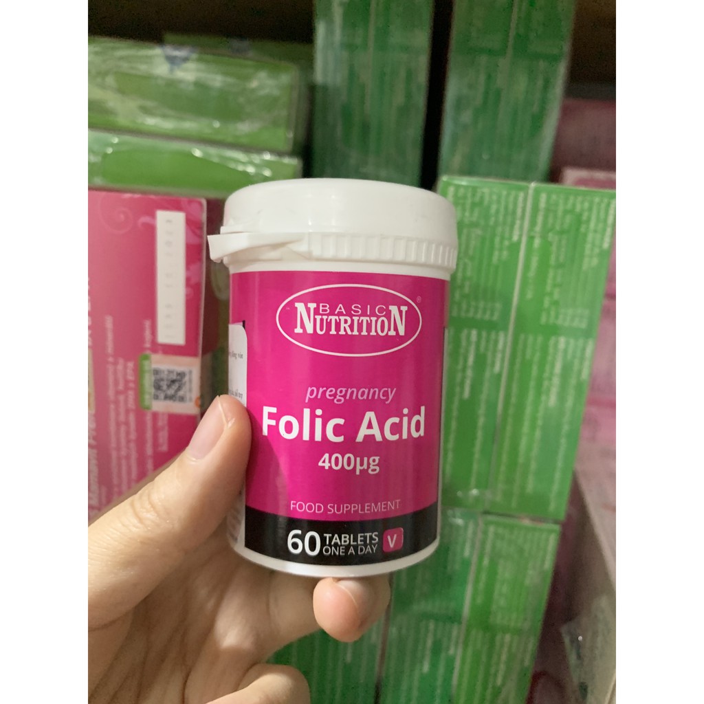 [Giá Gốc]  Basic Nutrition Folic Acid - Hộp 60 viên