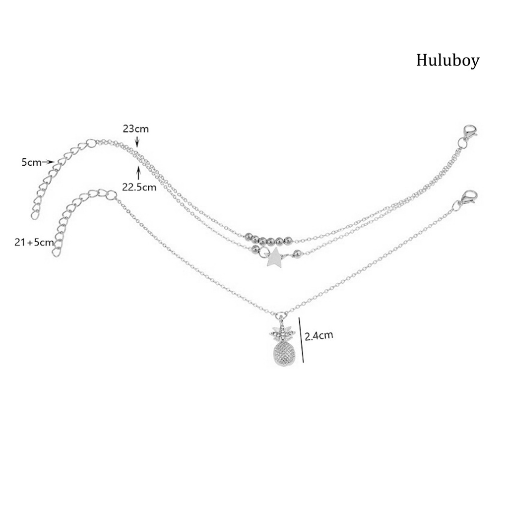 Set 2 Lắc Chân Hợp Kim Nhiều Lớp Đính Hạt Ngọc Trai / Ngôi Sao / Quả Dứa Thời Trang Đi Biển Cho Nữ