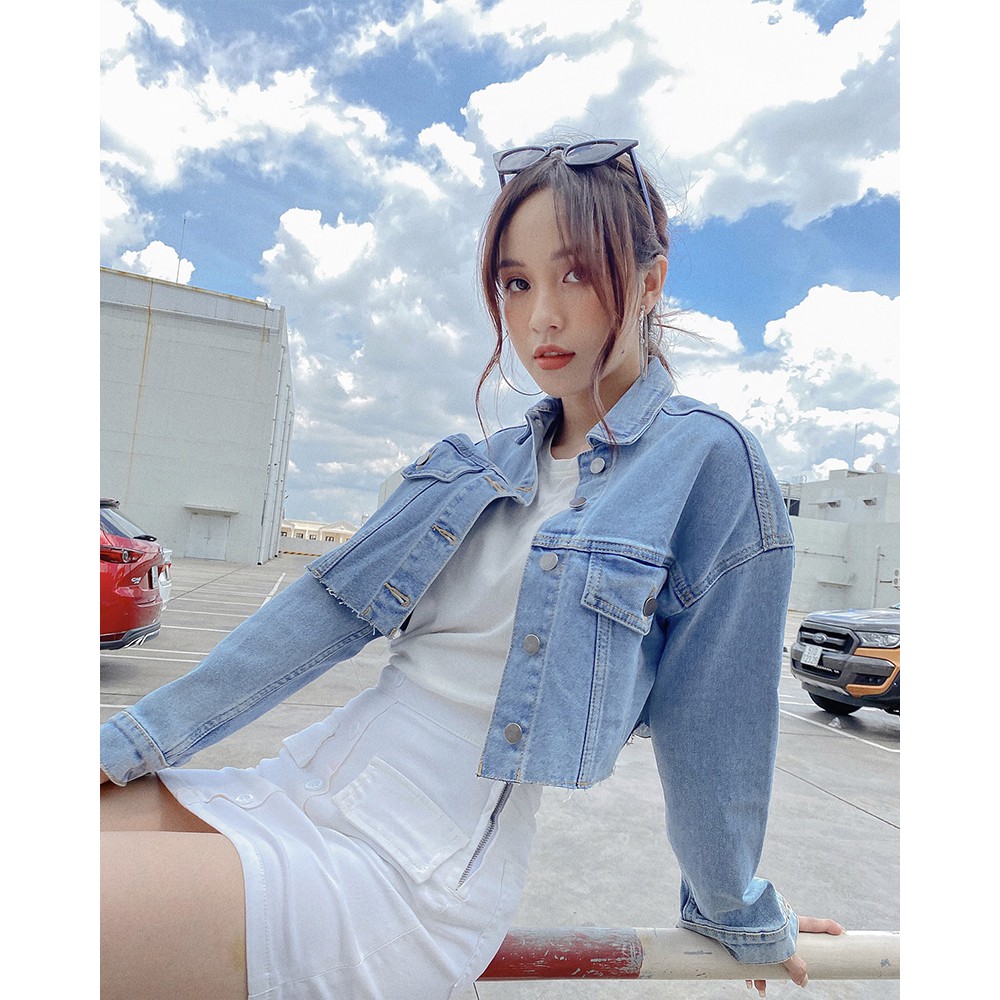Áo khoác jean MIEU dáng lửng - FA10