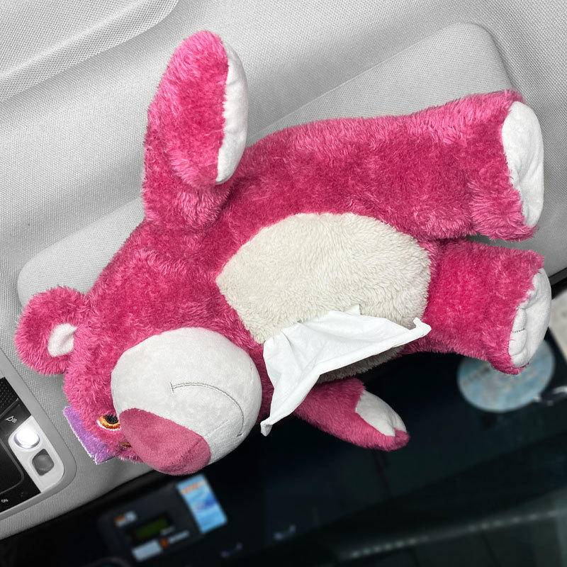 Hộp Đựng Khăn Giấy Treo Xe Hơi Hình Gấu Dâu Lotso Dễ Thương